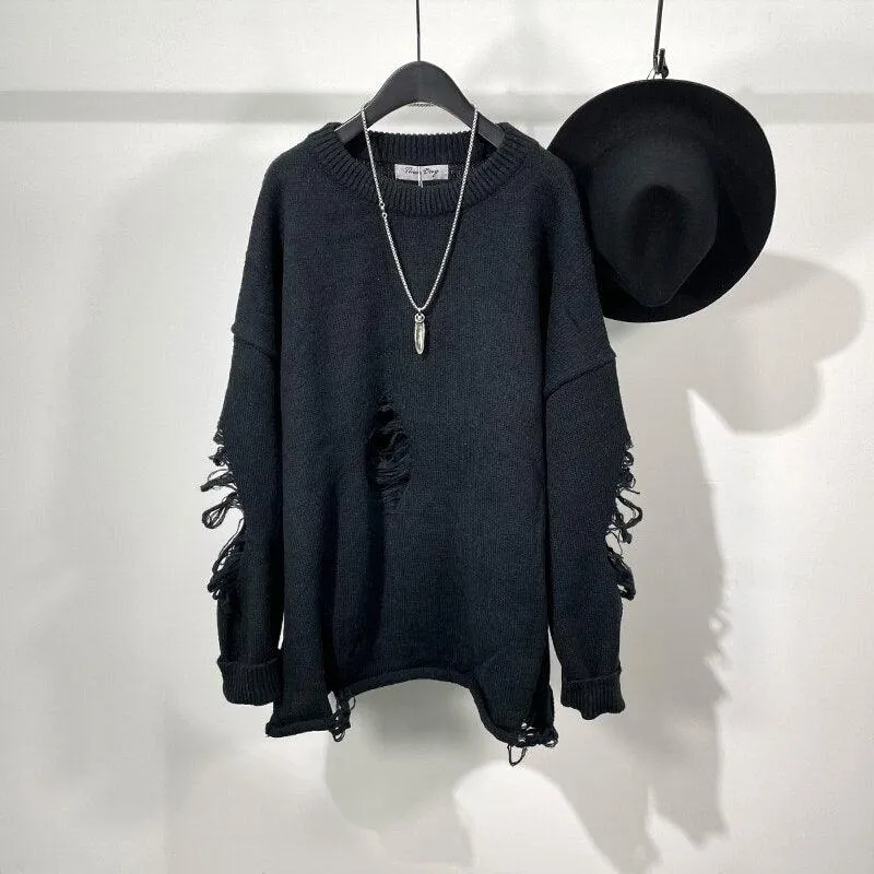 Gothic High Long Sleeves Black Sweater