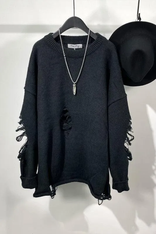 Gothic High Long Sleeves Black Sweater