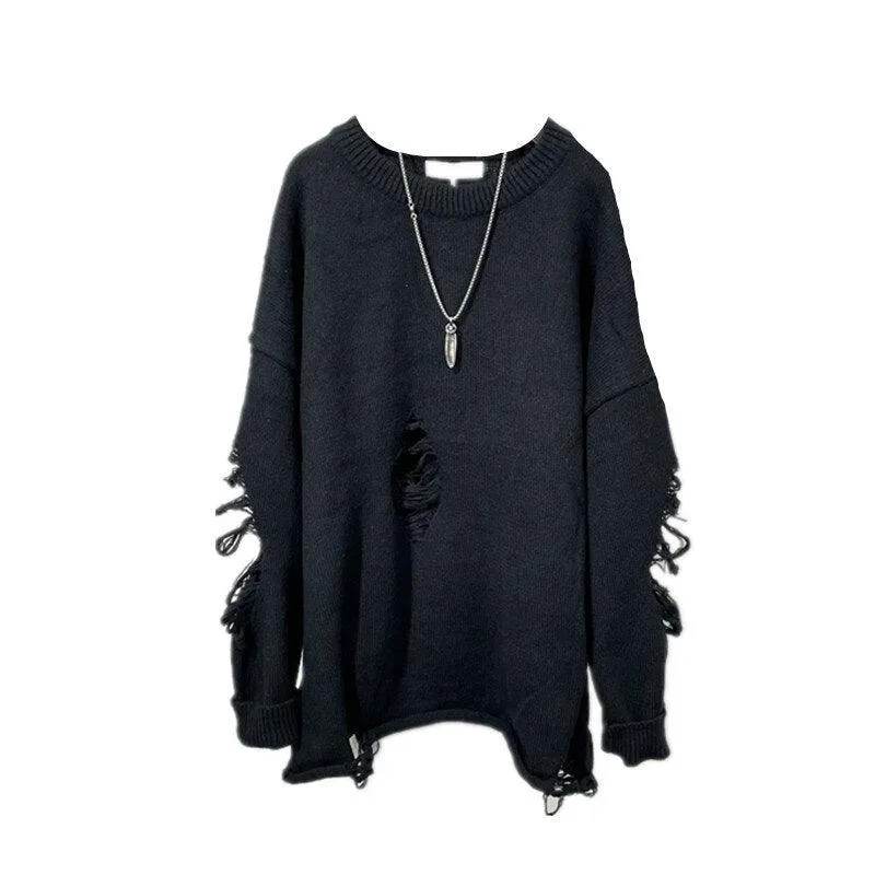 Gothic High Long Sleeves Black Sweater