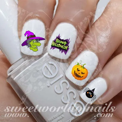 Halloween Nail Art Witch Spider Happy Halloween Water Decals