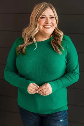 Hearts Beat Together Knit Sweater- Emerald