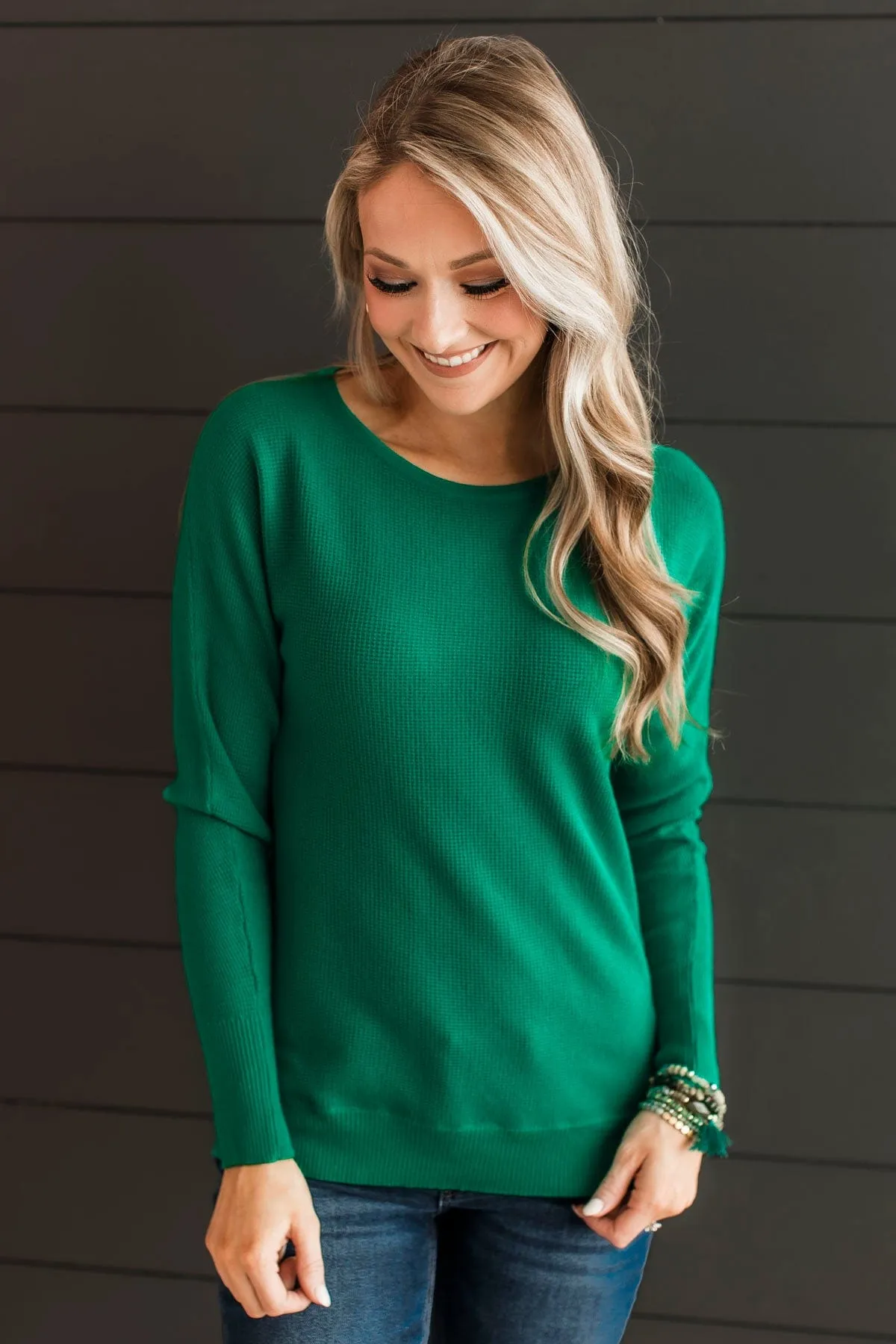 Hearts Beat Together Knit Sweater- Emerald