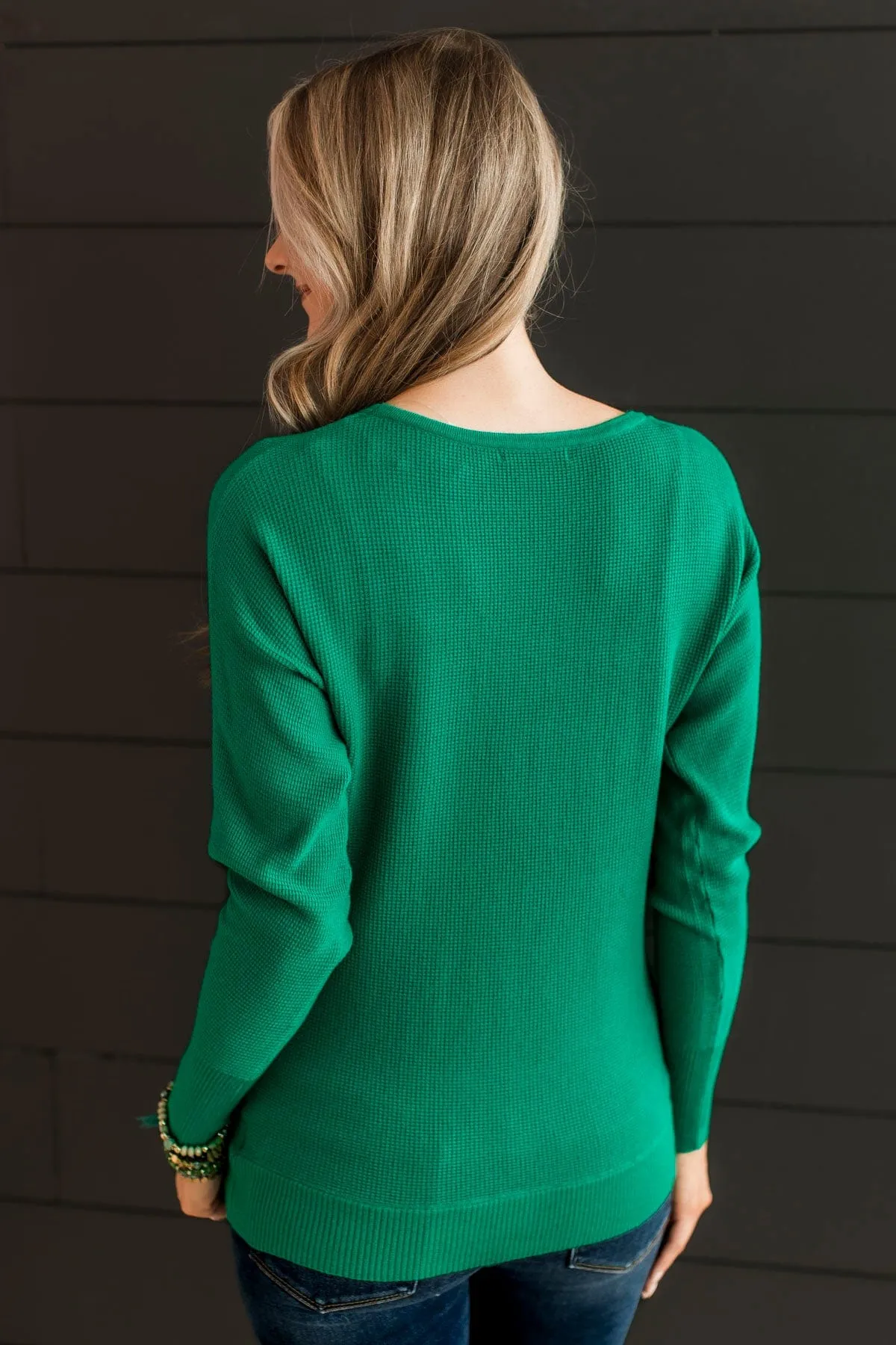 Hearts Beat Together Knit Sweater- Emerald