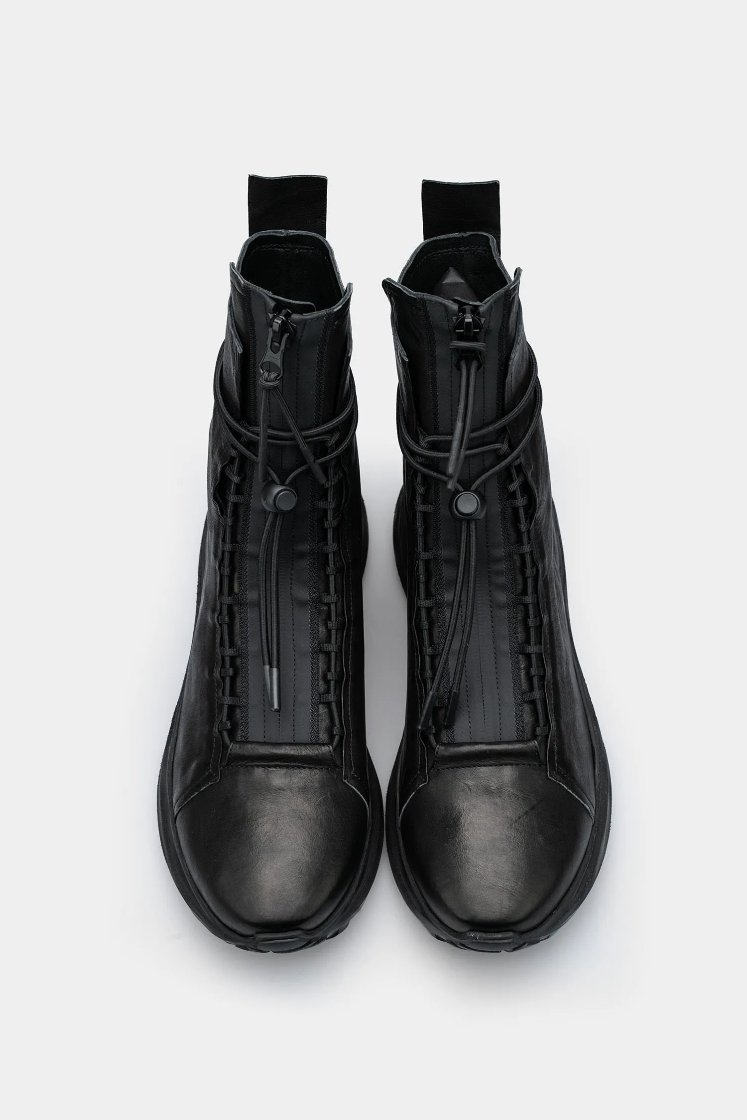 High top laced leather boots