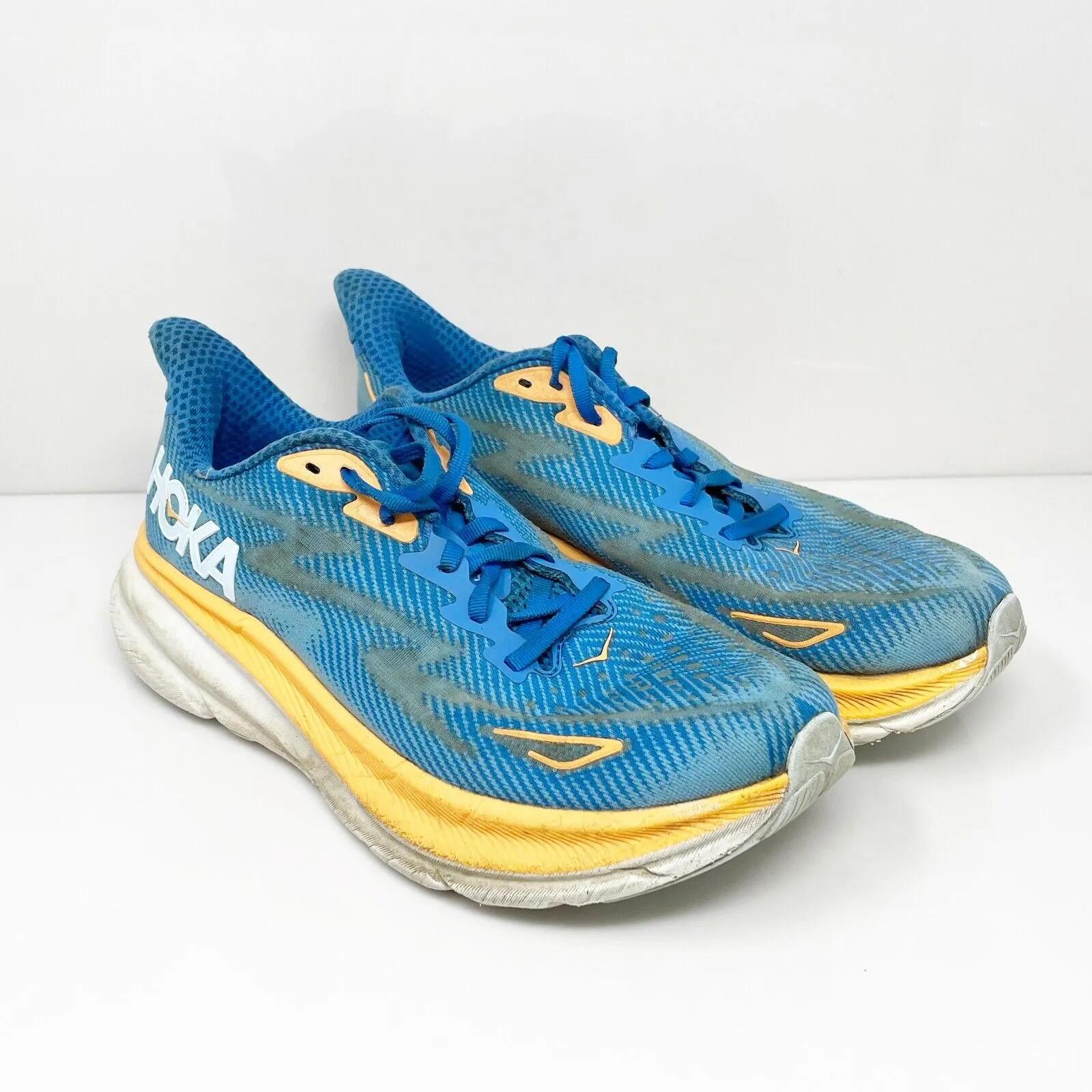 Hoka One One Mens Clifton 9 1127895 CSAA Blue Running Shoes Sneakers Size 8.5 D