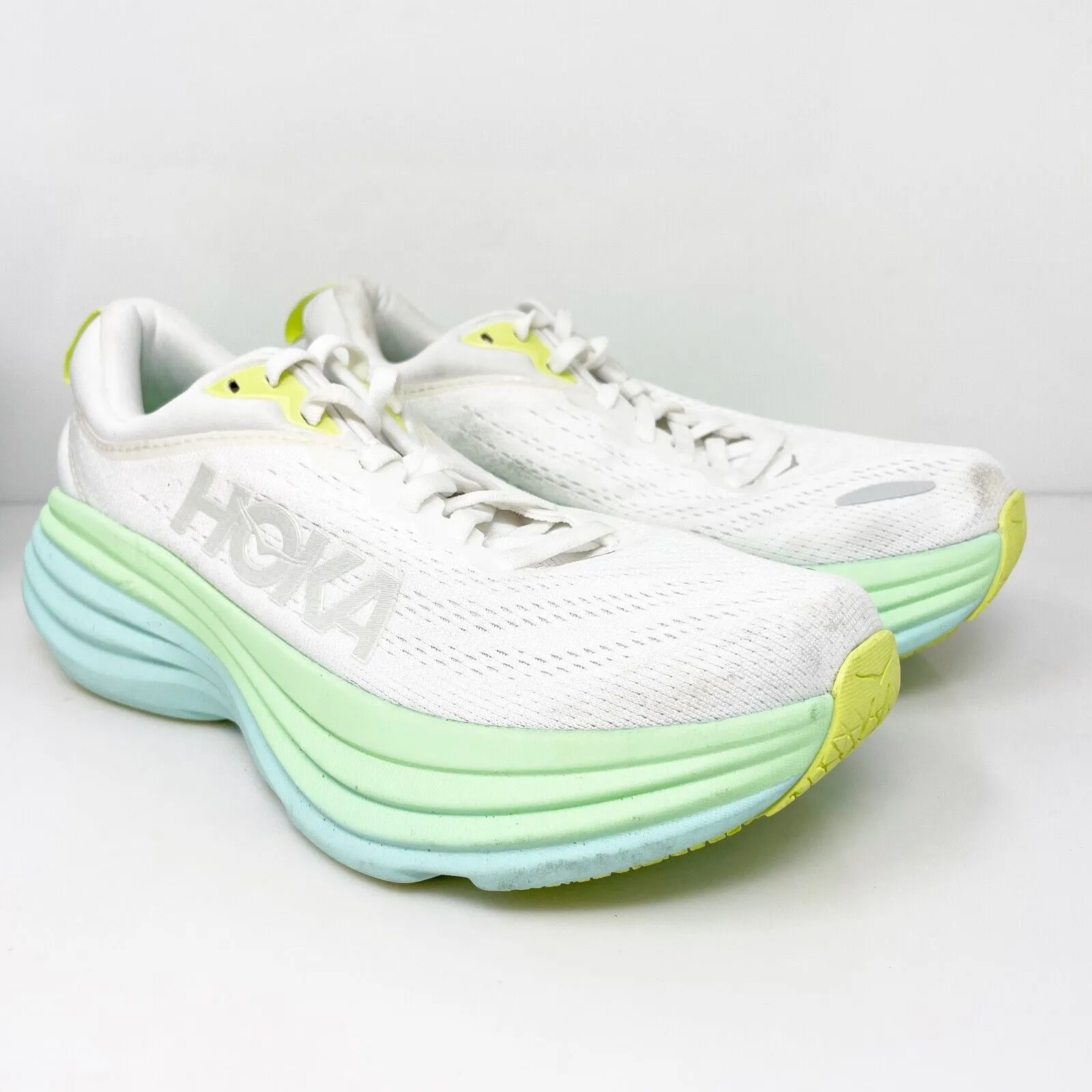 Hoka One One Womens Bondi 8 1127952 BDBSO White Running Shoes Sneakers Sz 6.5 B