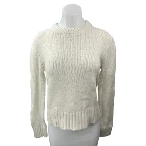 Jenni Kayne White Chunky Knit Mock Neck Long Sleeve Pullover Sweater Top Size XL