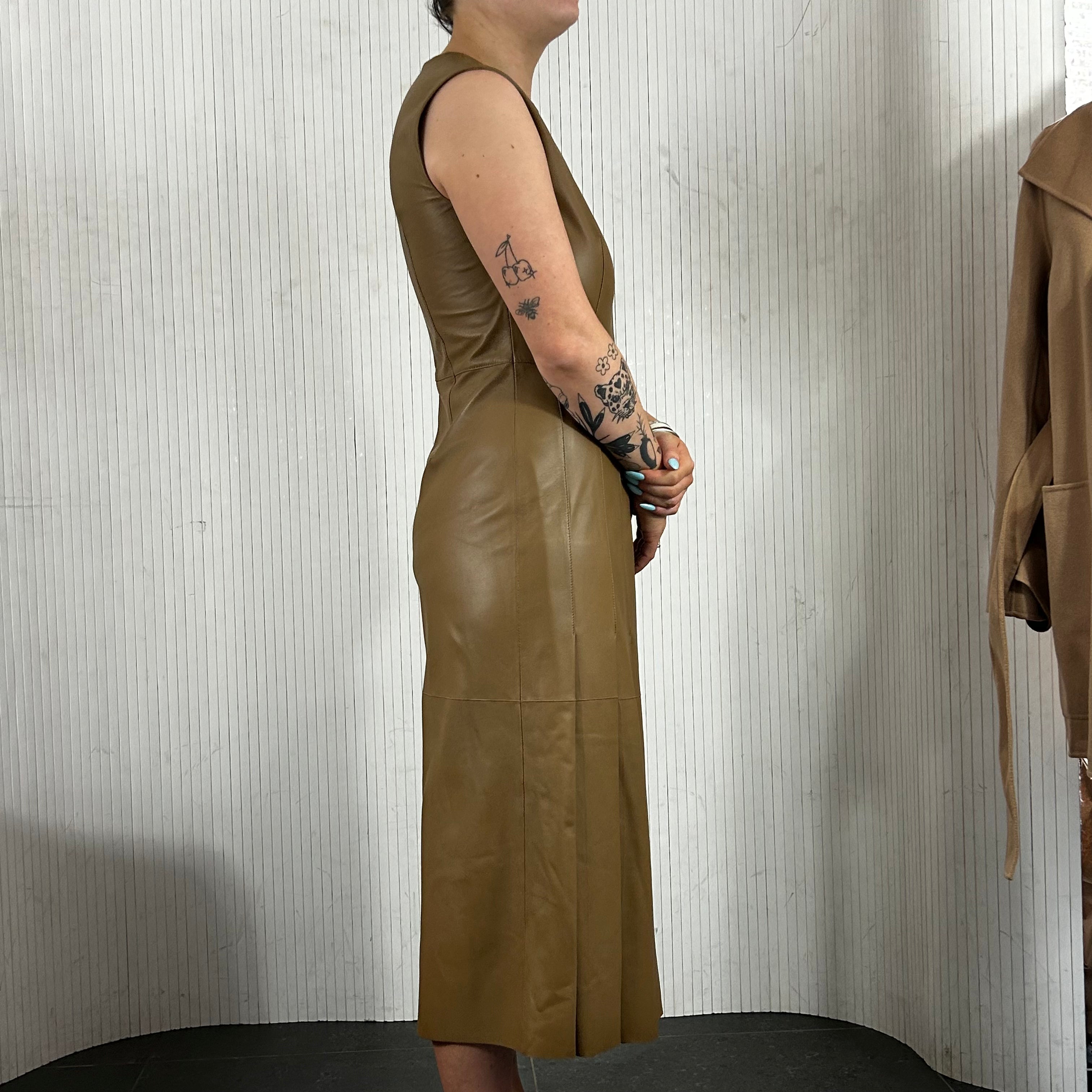 Joseph Brand New 1445 Camel Demry Nappa Leather Dress S