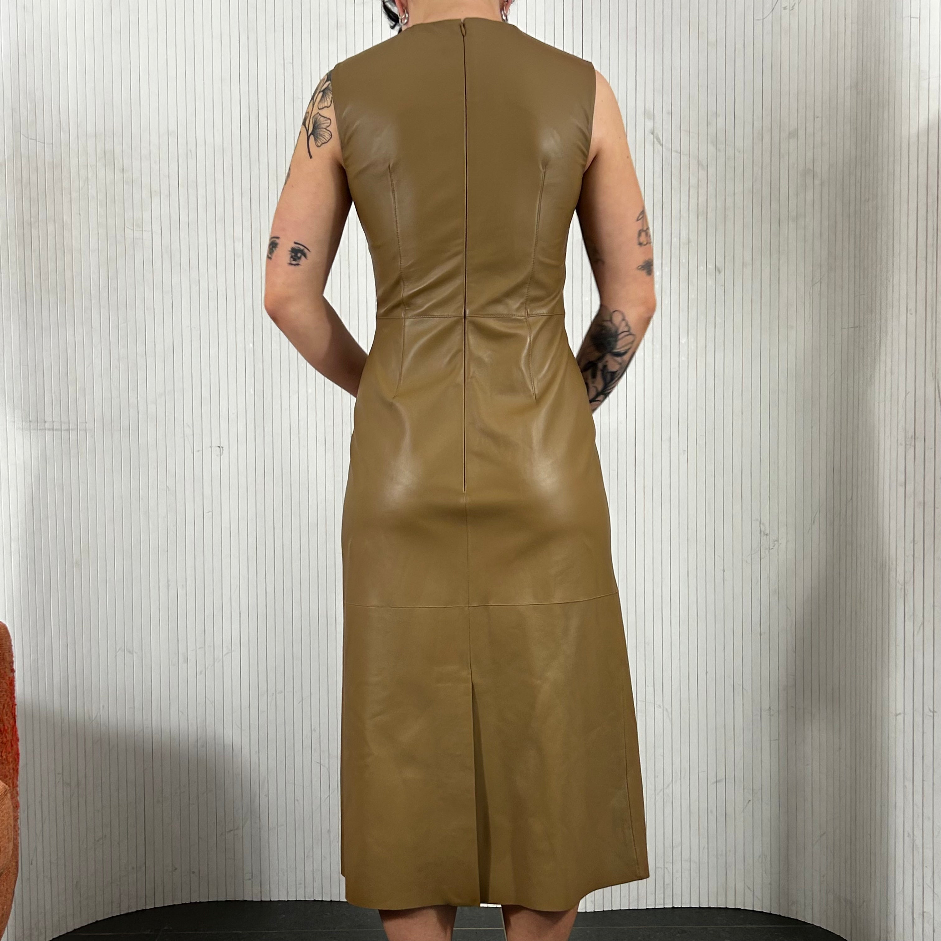 Joseph Brand New 1445 Camel Demry Nappa Leather Dress S