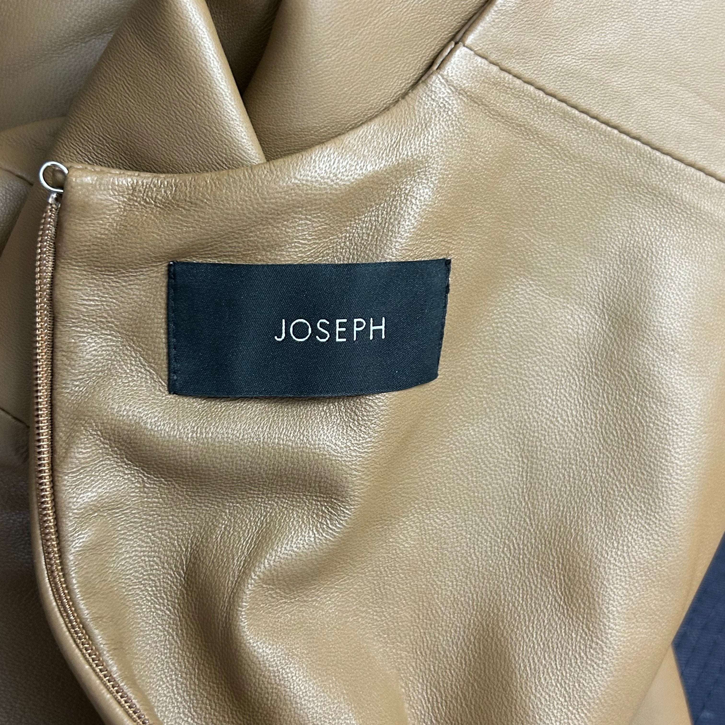 Joseph Brand New 1445 Camel Demry Nappa Leather Dress S