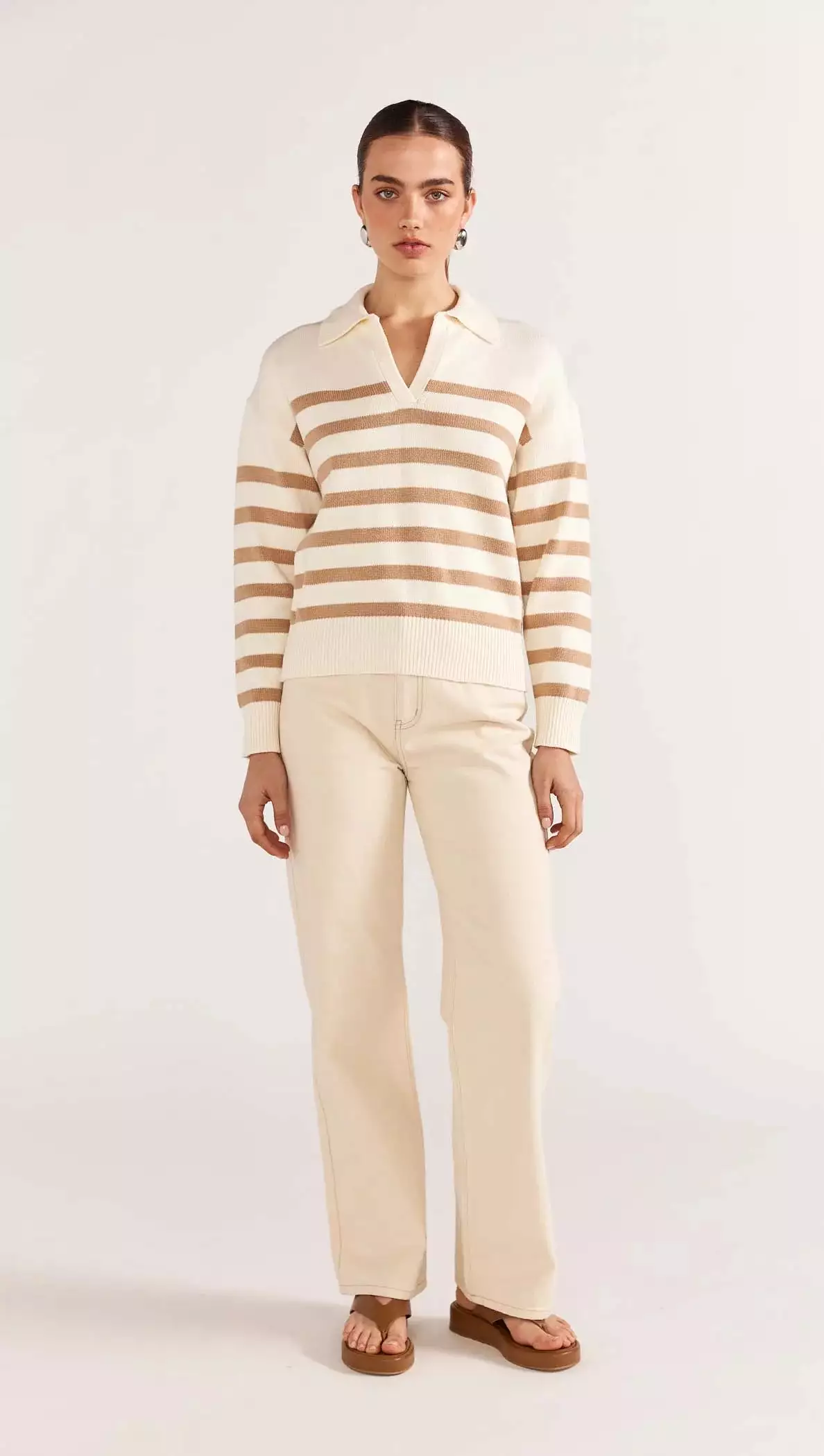 Kennedy Polo Knit Jumper - White / Natural