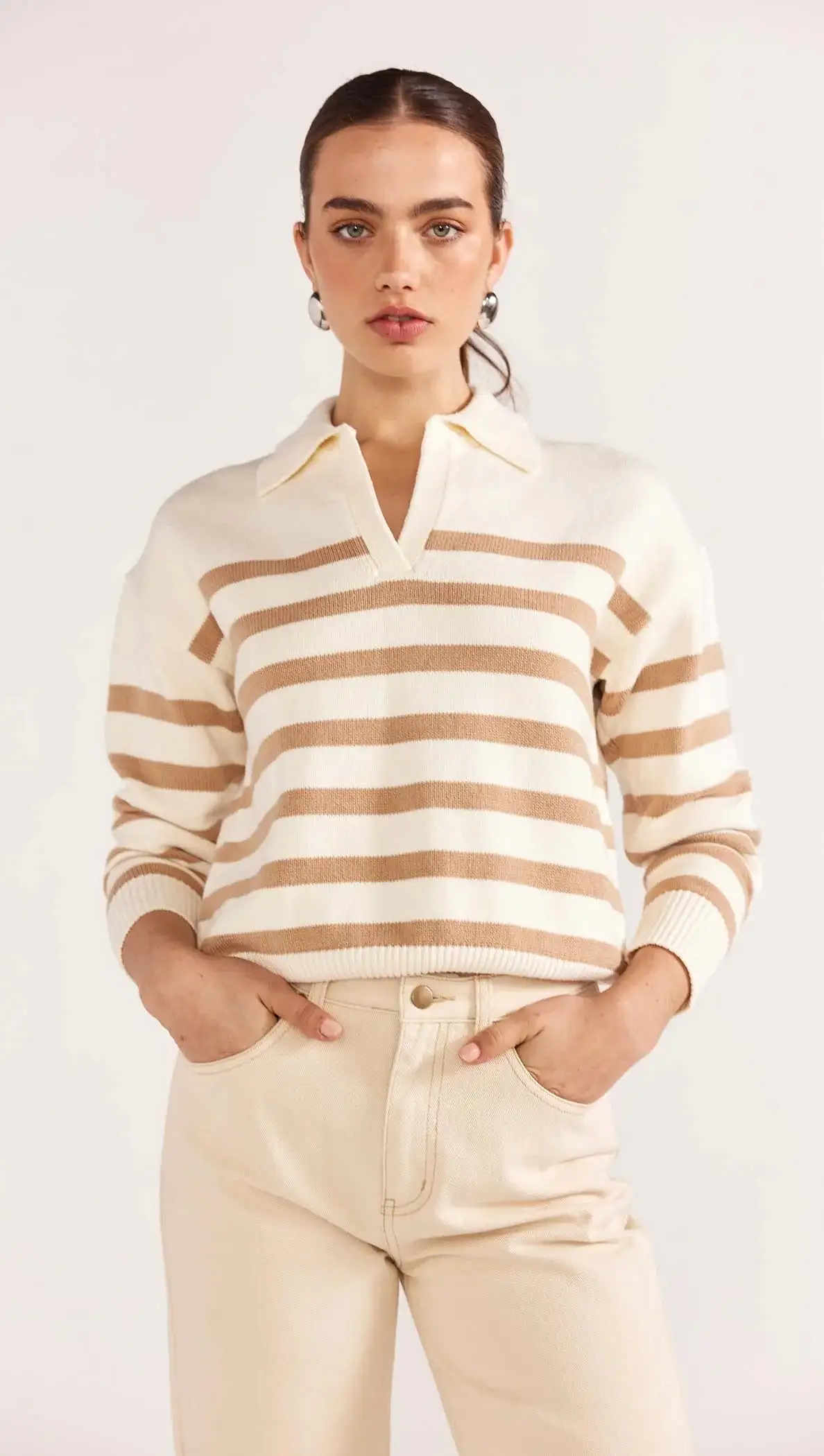 Kennedy Polo Knit Jumper - White / Natural