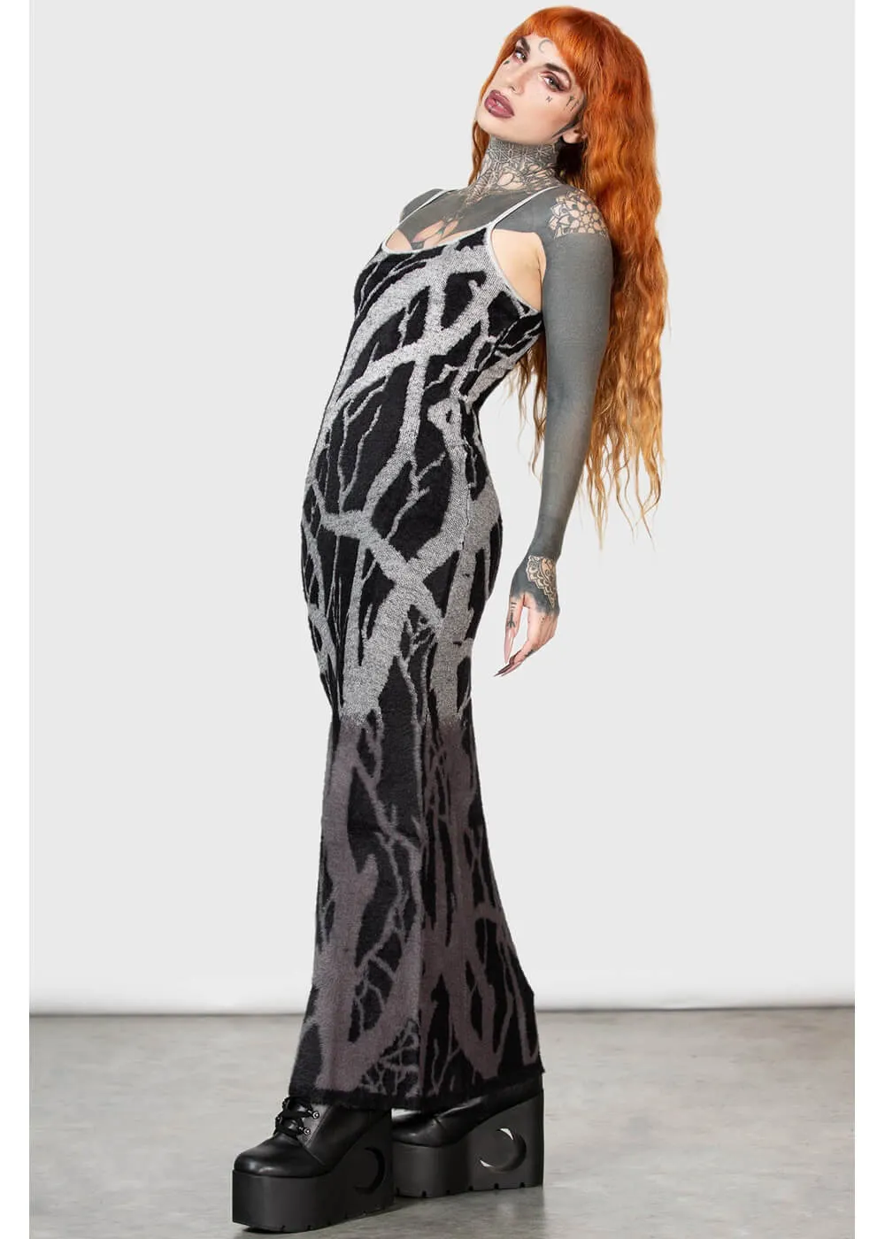 Killstar Forest Knit Maxi Dress Black