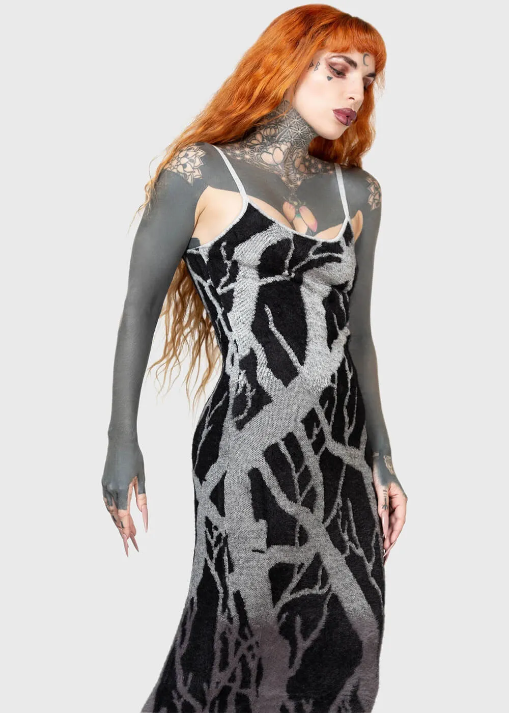 Killstar Forest Knit Maxi Dress Black