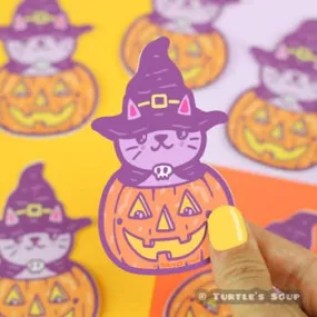 Kitty Pumpkin Halloween Vinyl Sticker