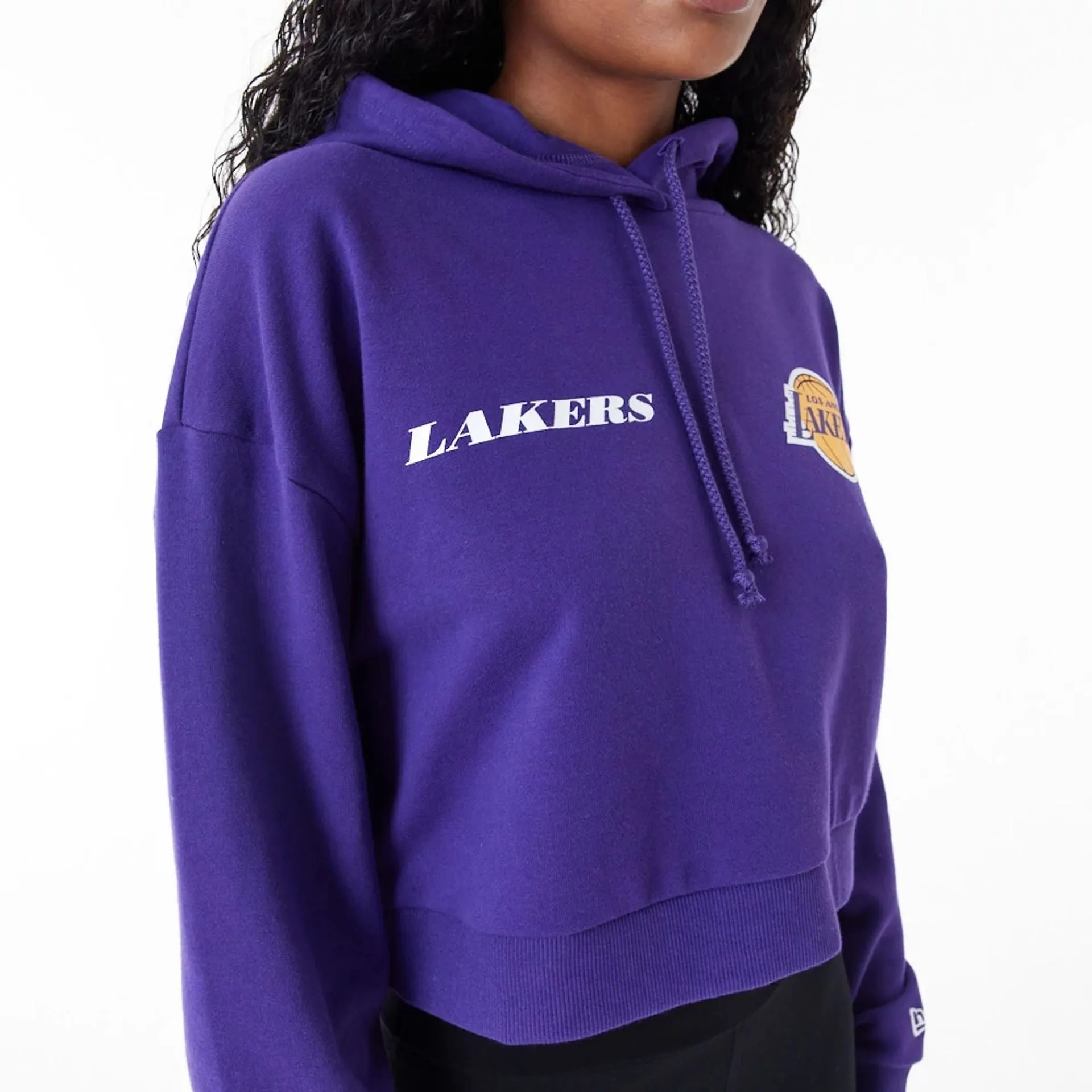 LA Lakers Womens NBA Team Logo Purple Crop Pullover Hoodie