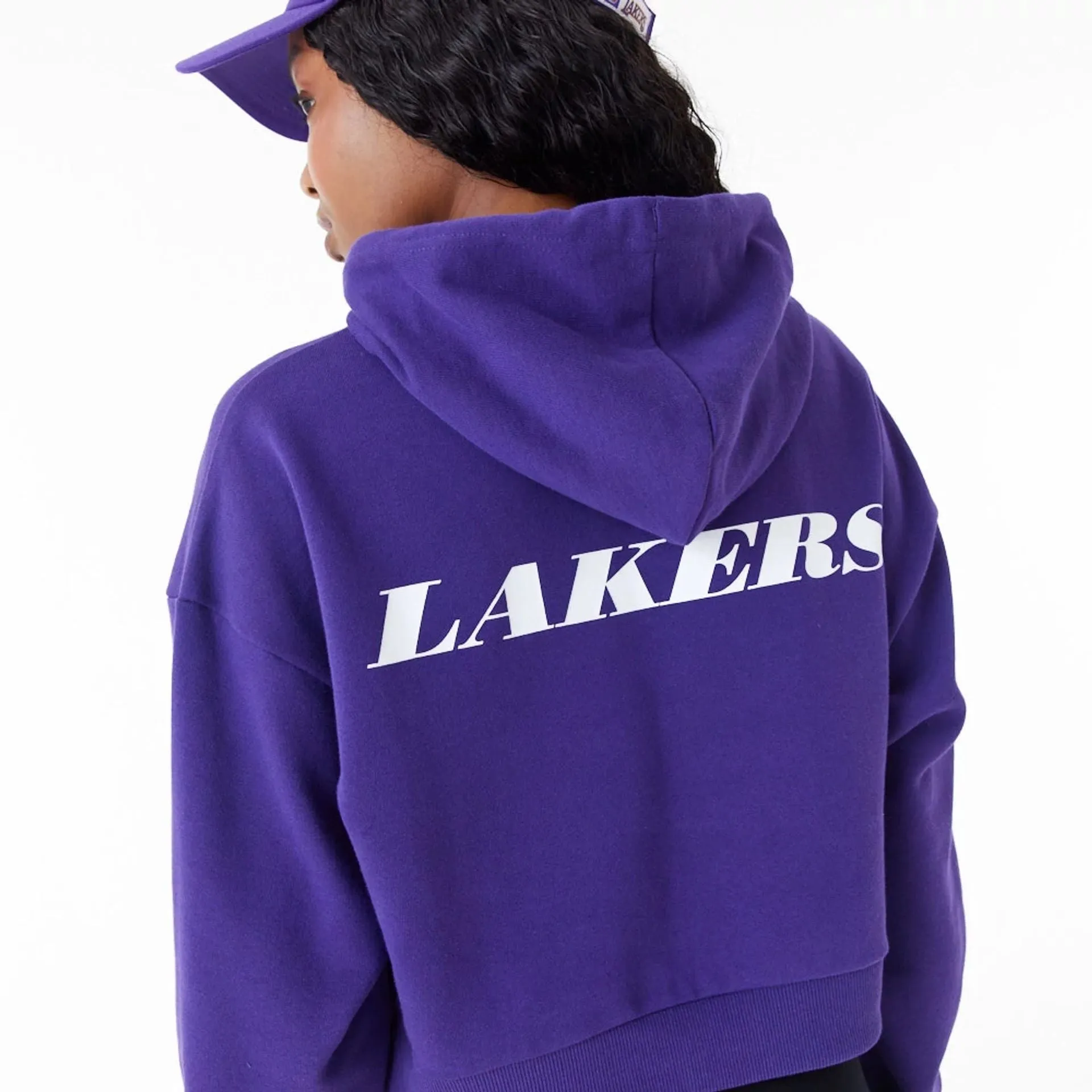 LA Lakers Womens NBA Team Logo Purple Crop Pullover Hoodie