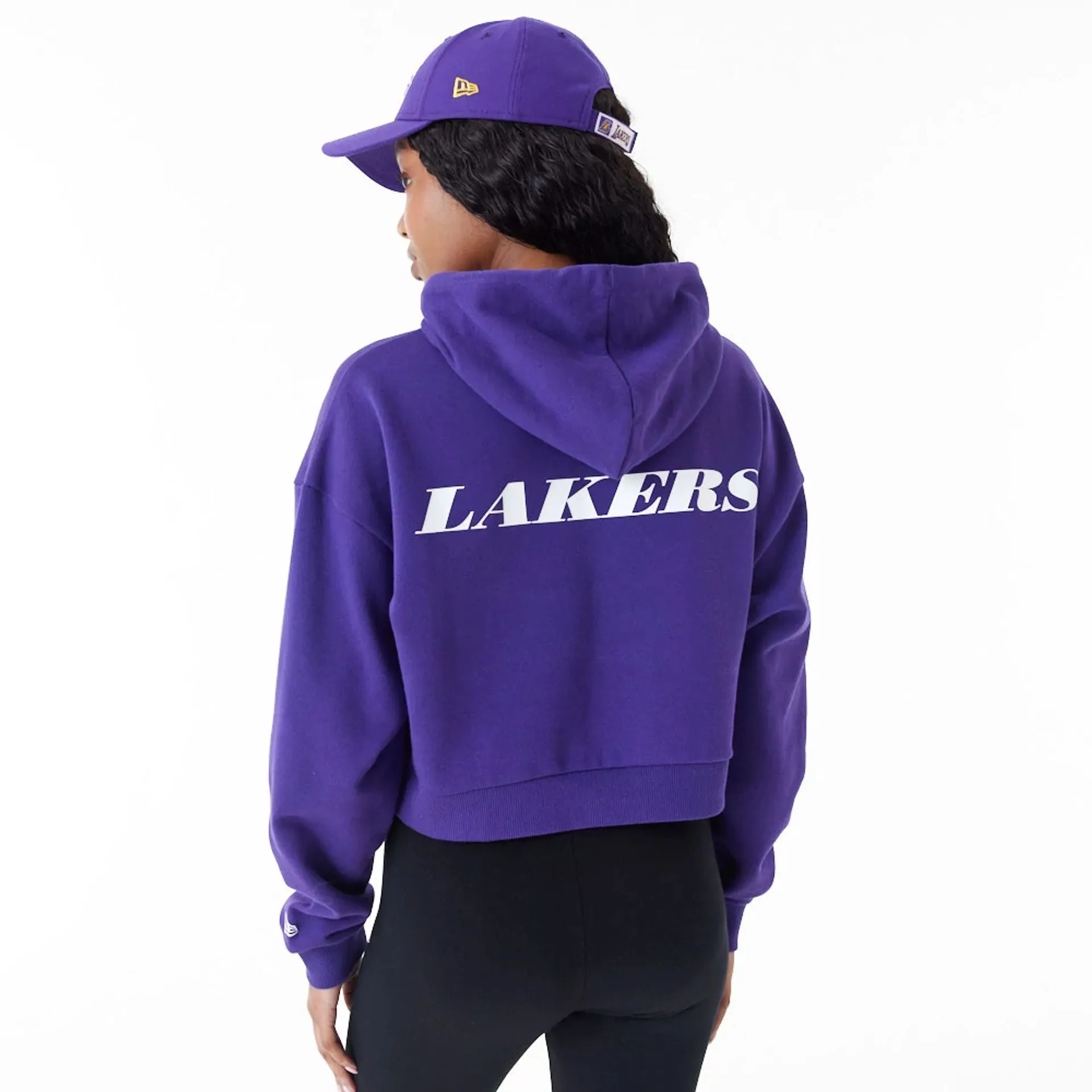 LA Lakers Womens NBA Team Logo Purple Crop Pullover Hoodie