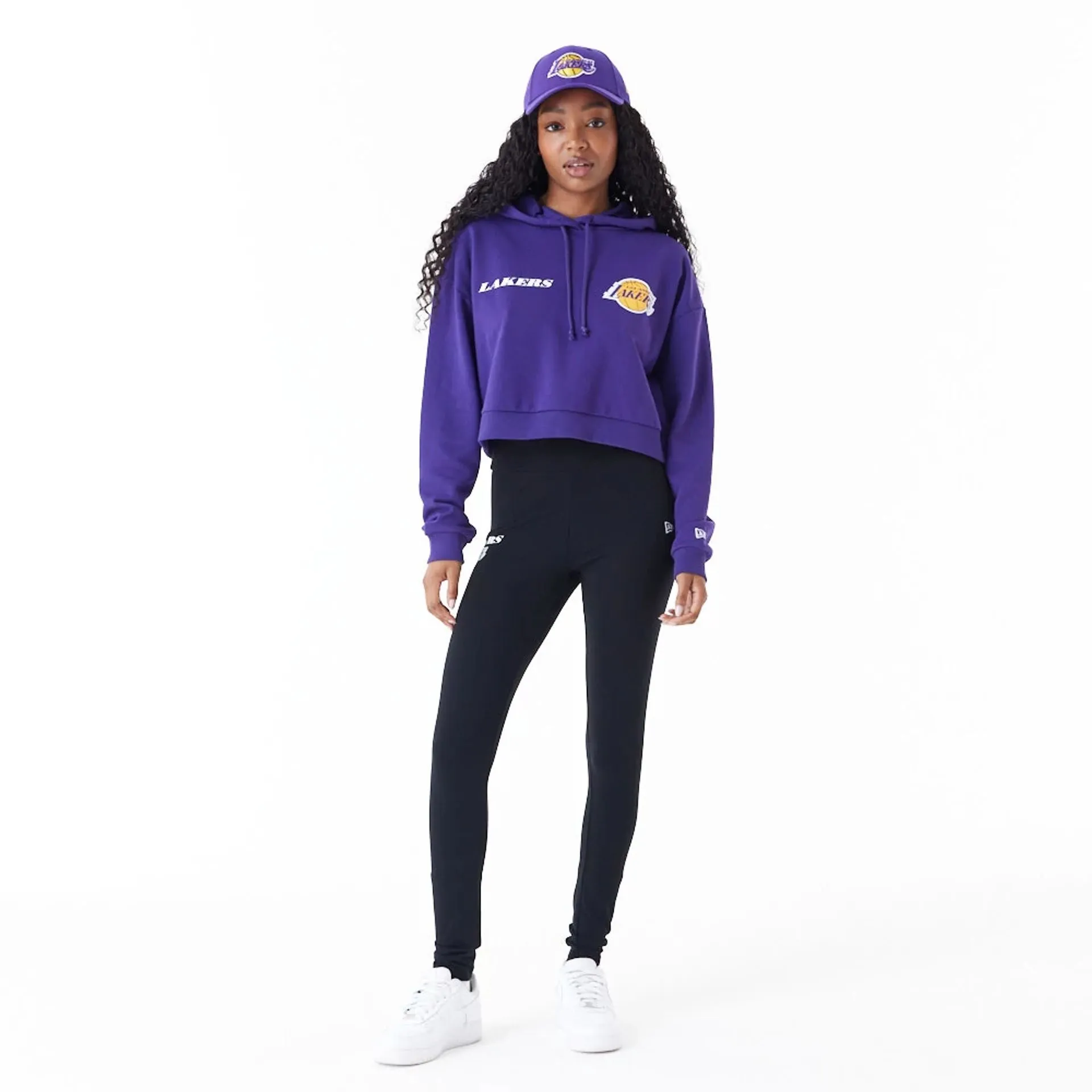 LA Lakers Womens NBA Team Logo Purple Crop Pullover Hoodie