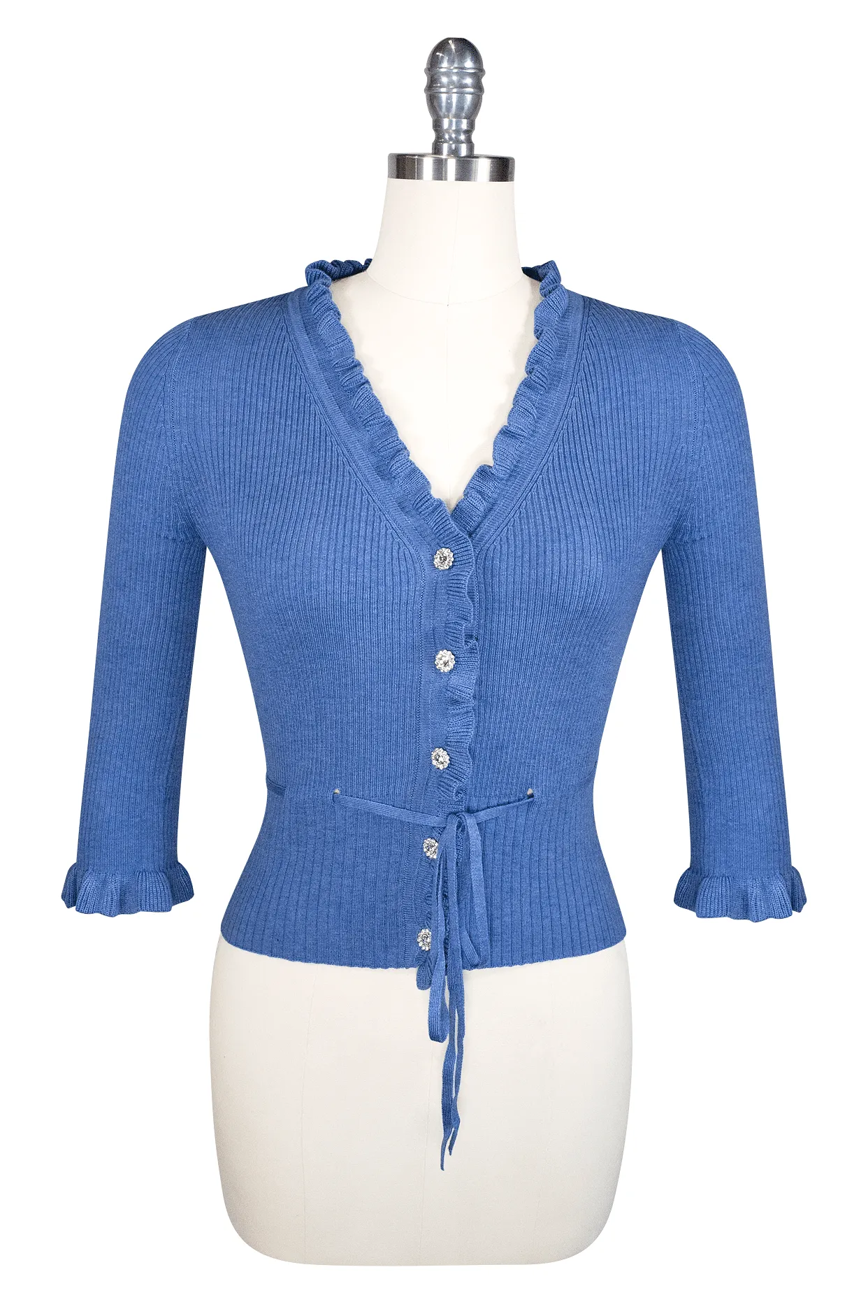 La Luna 3/4 Sleeve Knit Cardigan (Blue)