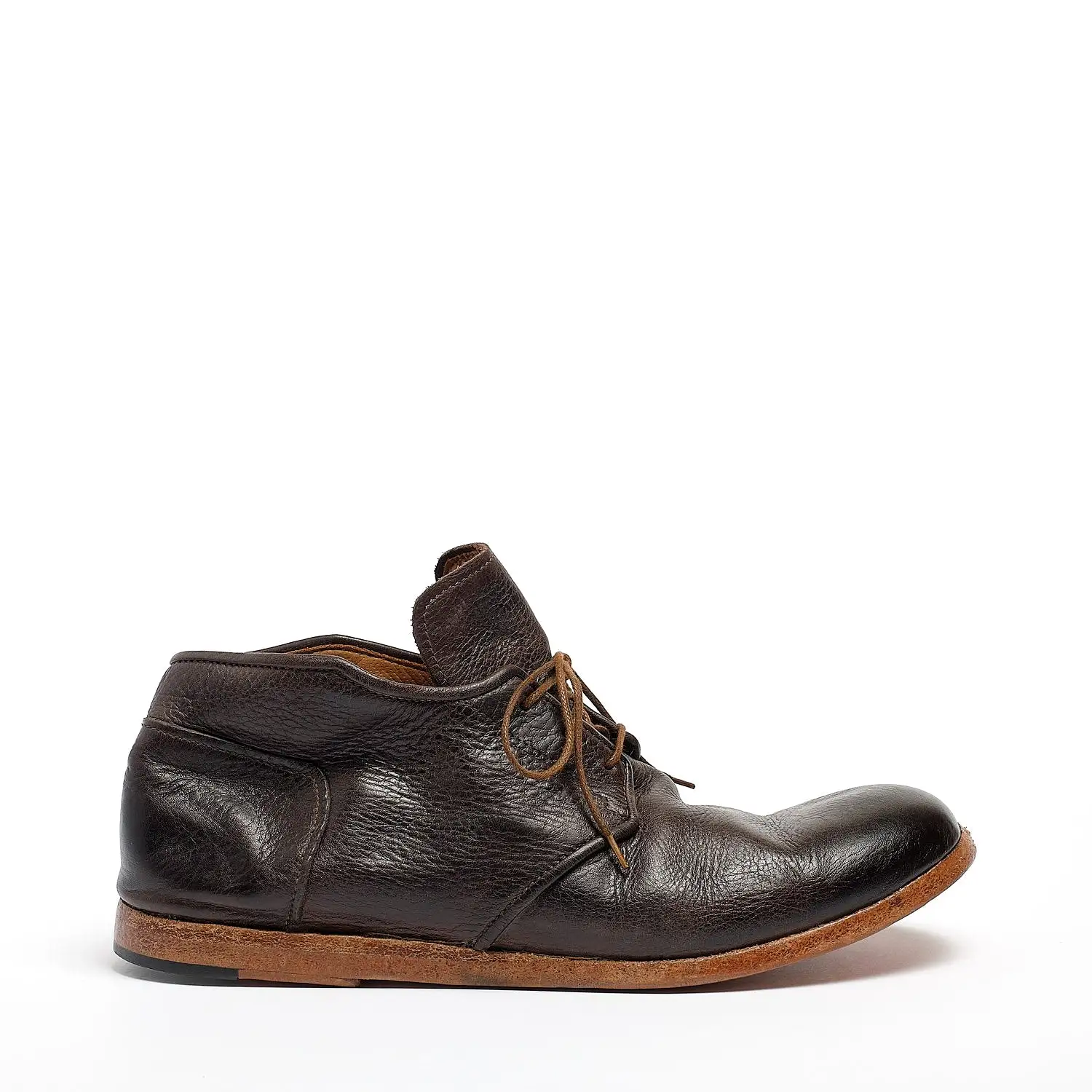 LAST PAIRS 41- HAIG LACED MID SHOES NATURAL SOFT LEATHER DARK_BROWN