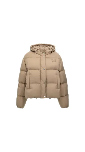 Logo Down Jacket - Beige