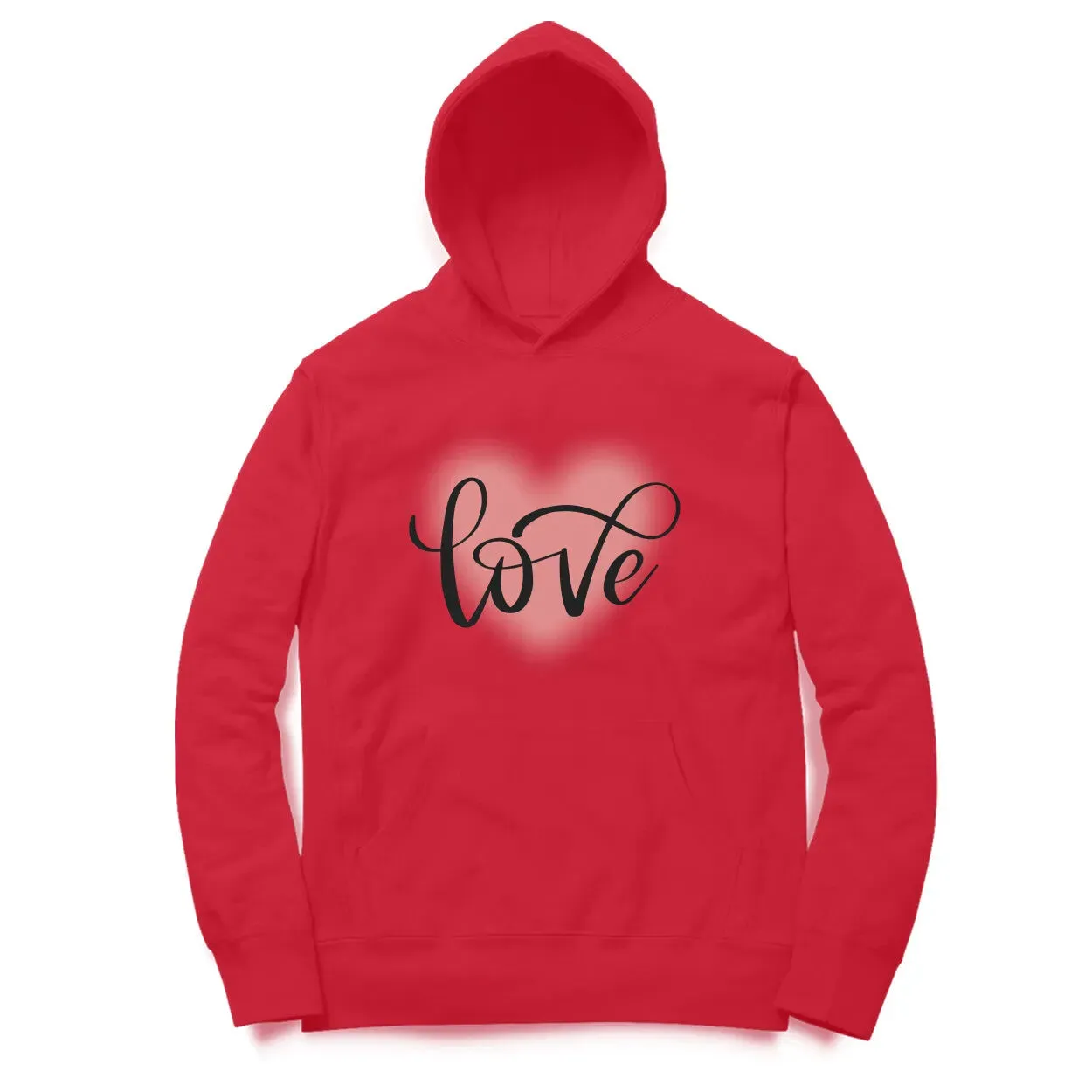 Love Typographic Print Cotton Hoodie For Men and Women