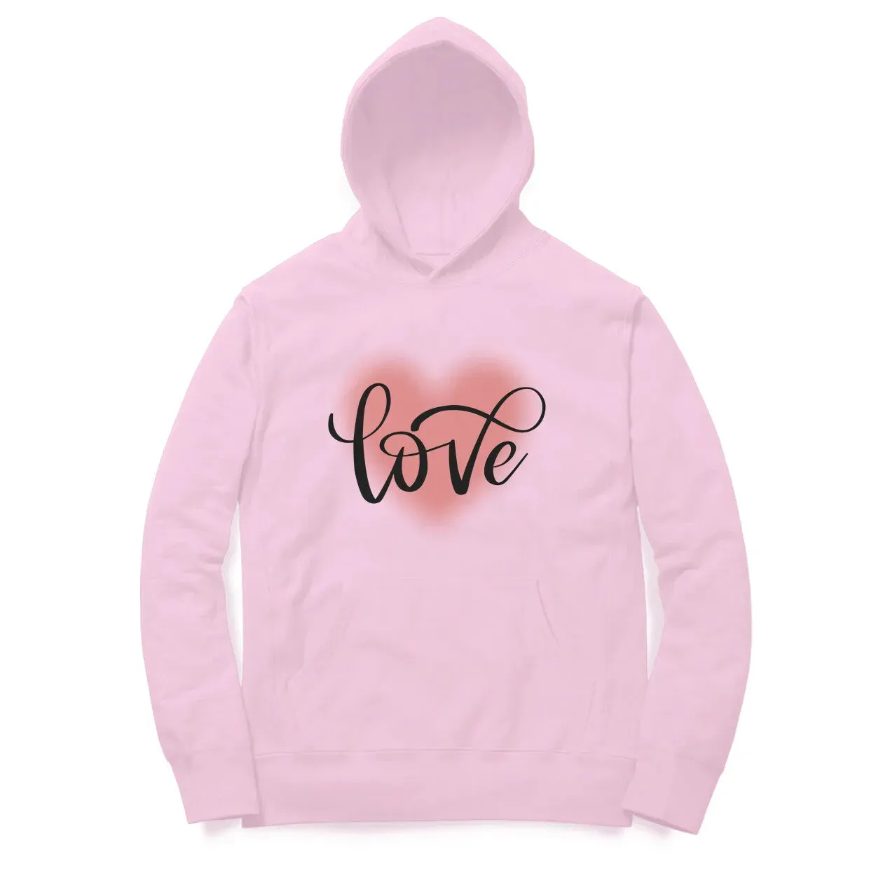 Love Typographic Print Cotton Hoodie For Men and Women