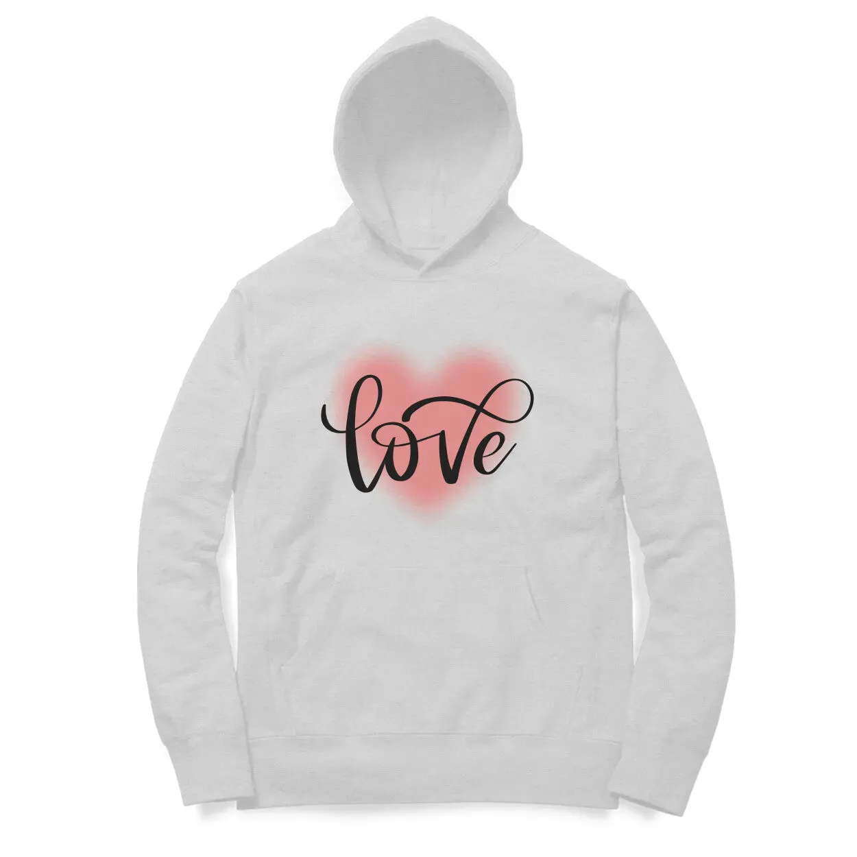 Love Typographic Print Cotton Hoodie For Men and Women