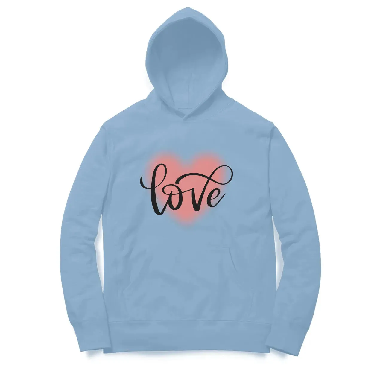 Love Typographic Print Cotton Hoodie For Men and Women