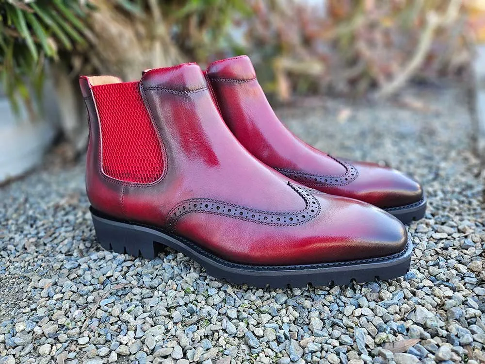 Lug Sole Chelsea Boot with Wingtip Toe