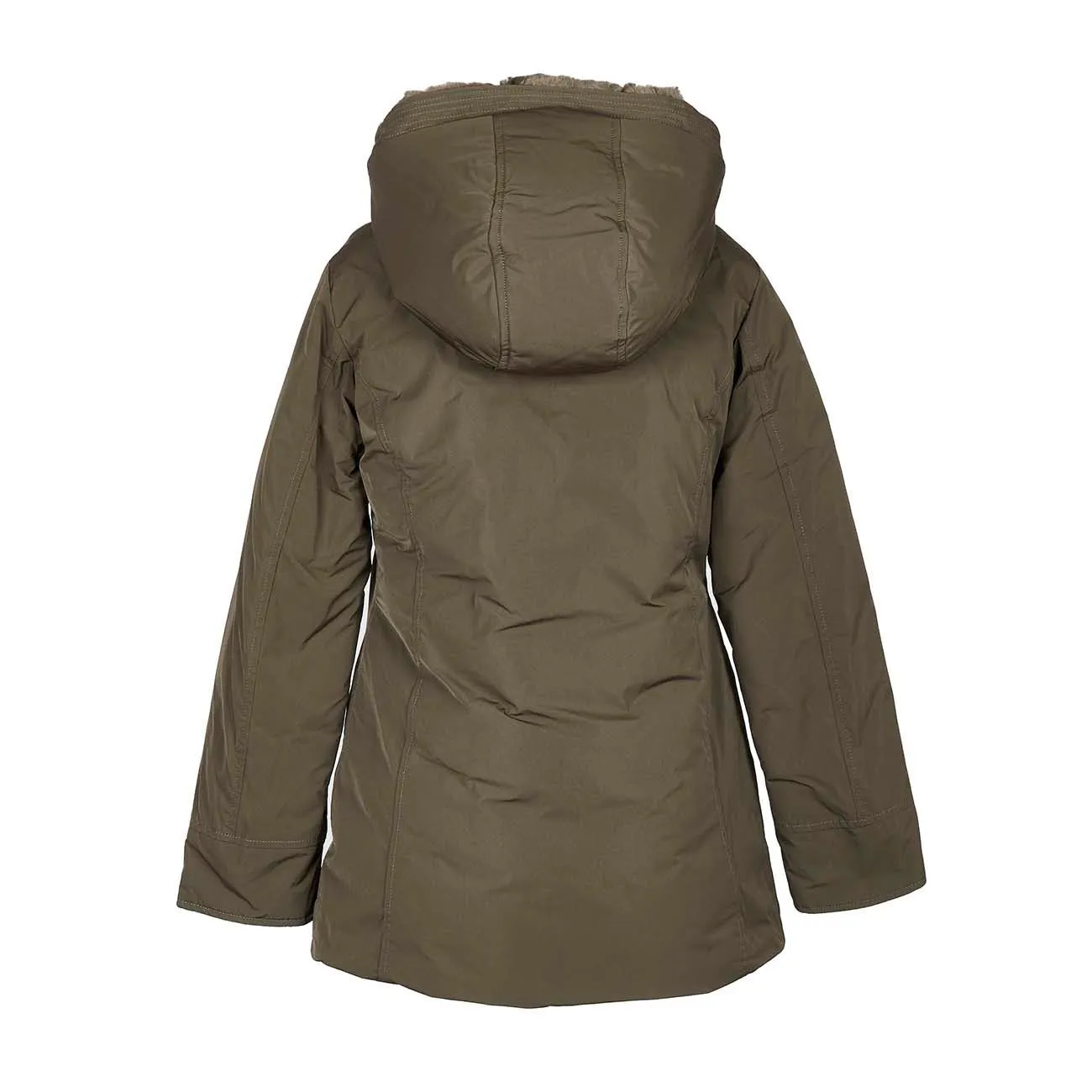 LUXURY BOULDER COAT CON CAPPUCCIO FODERATO IN PELLICCIA SINTETICA Bambina Dark Green