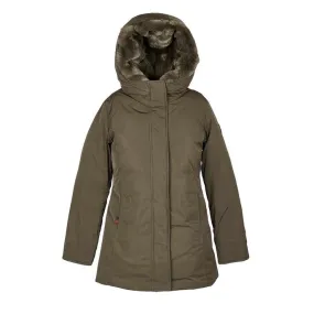 LUXURY BOULDER COAT CON CAPPUCCIO FODERATO IN PELLICCIA SINTETICA Bambina Dark Green