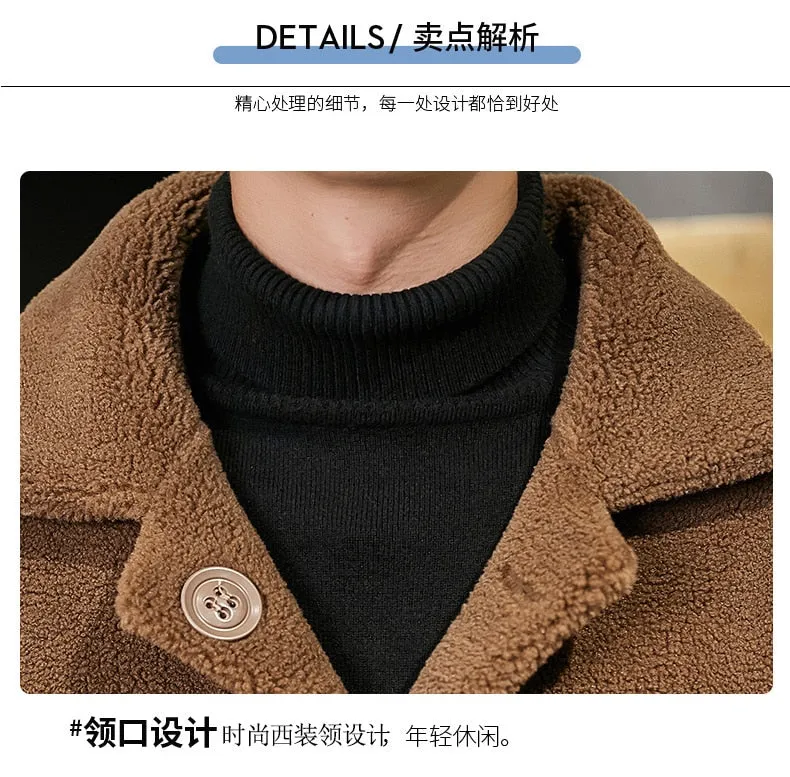 Men's England Style Winter Warm Thick Wool Reversible Long Trench Coat