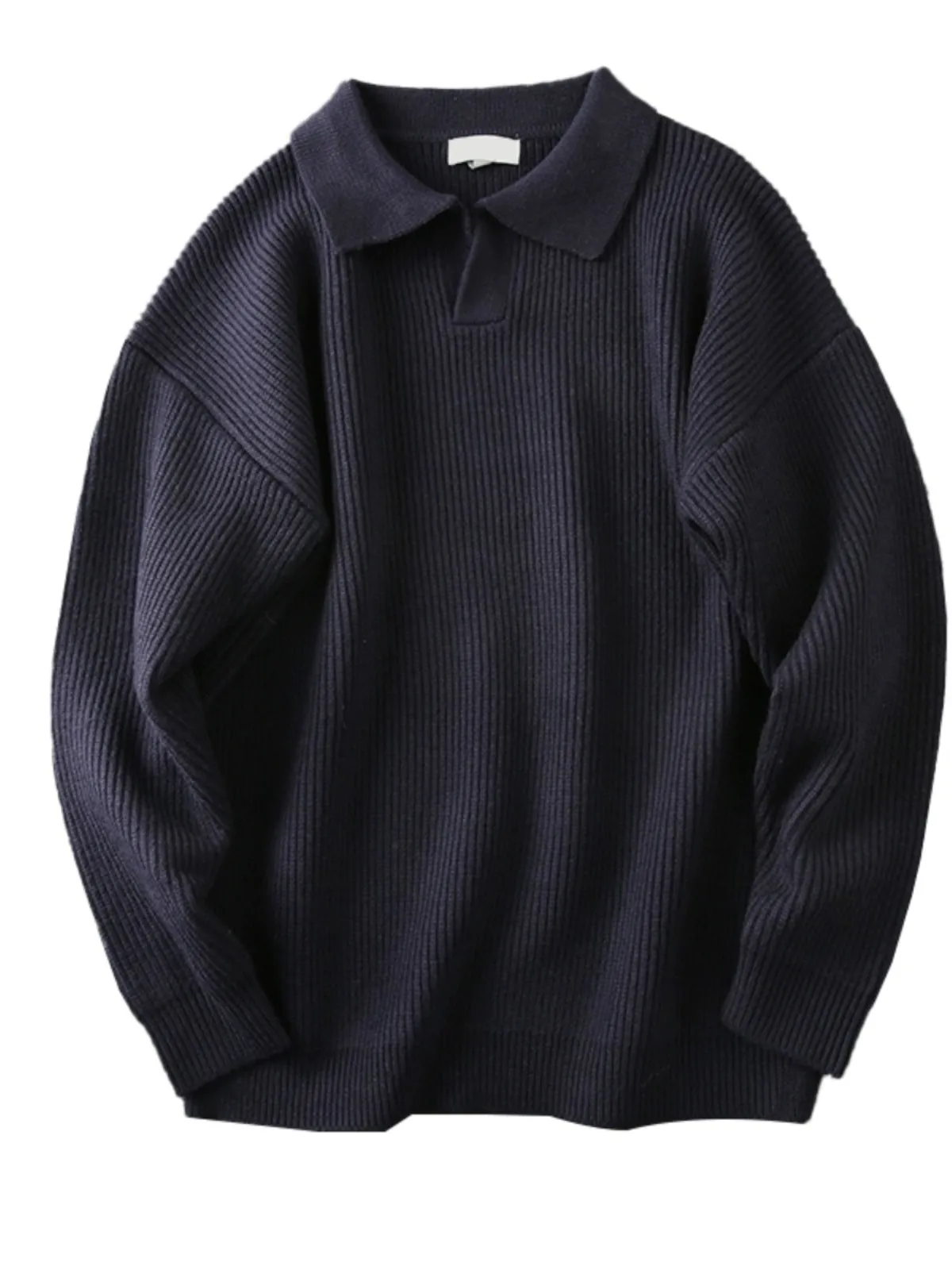 Mens Long Sleeve Sweater PoLo Collar 15% cashmere + 85% cotton knitted sweater trendy