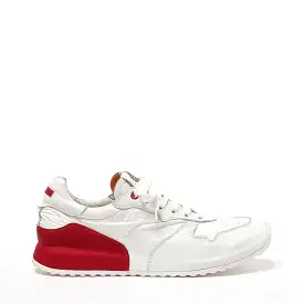 Mr.T Laced Shoes soft natural leather and nylon white-red