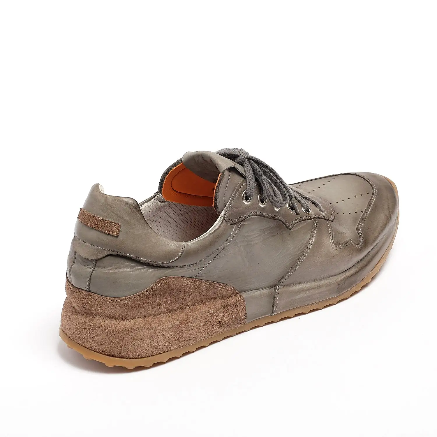 Mr.T Laced Shoes soft natural leather with suede insert grey