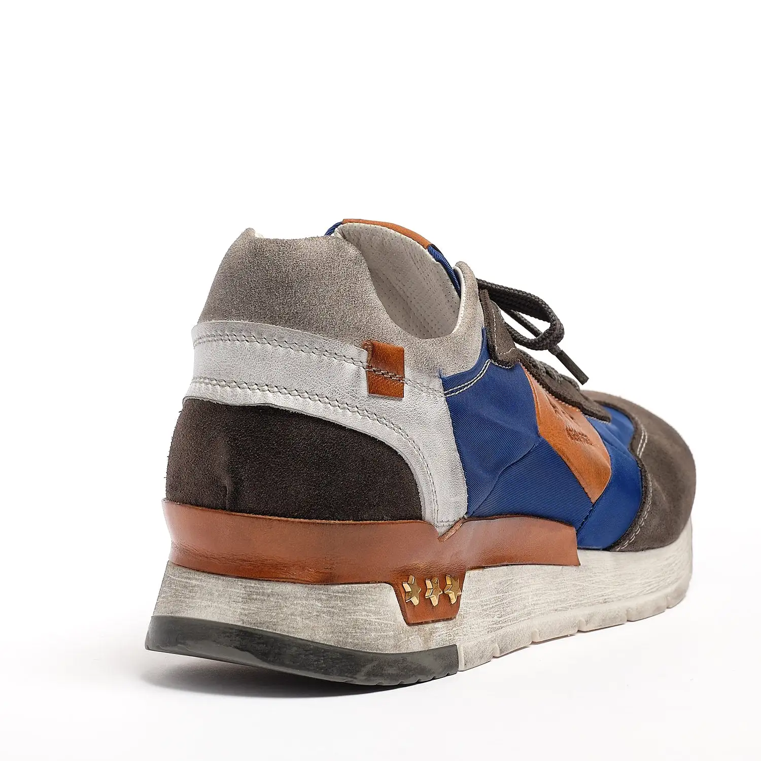 Mundialito Laced Shoes suede and nylon with vacchetta leather insert grey-navy