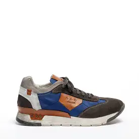 Mundialito Laced Shoes suede and nylon with vacchetta leather insert grey-navy