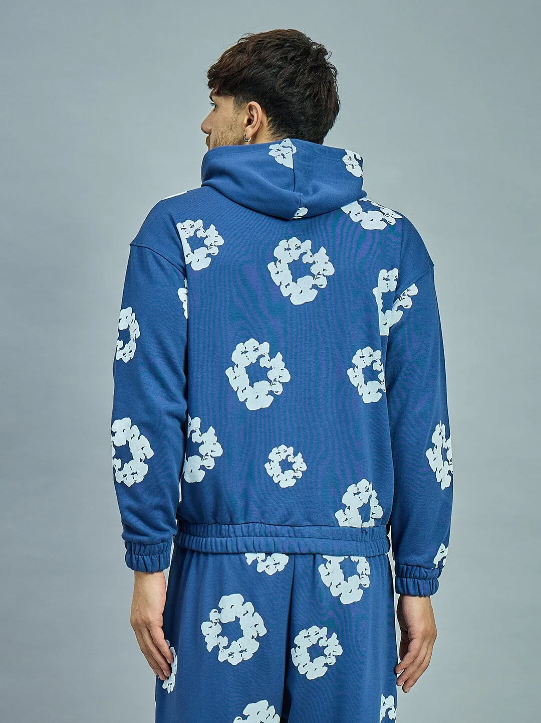 Navy Floral Oversized Hoodie