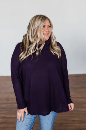 Never Let You Go Cowl Neck Sweater- Dark Eggplant