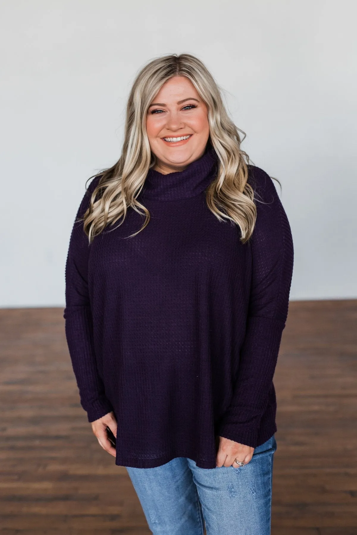 Never Let You Go Cowl Neck Sweater- Dark Eggplant