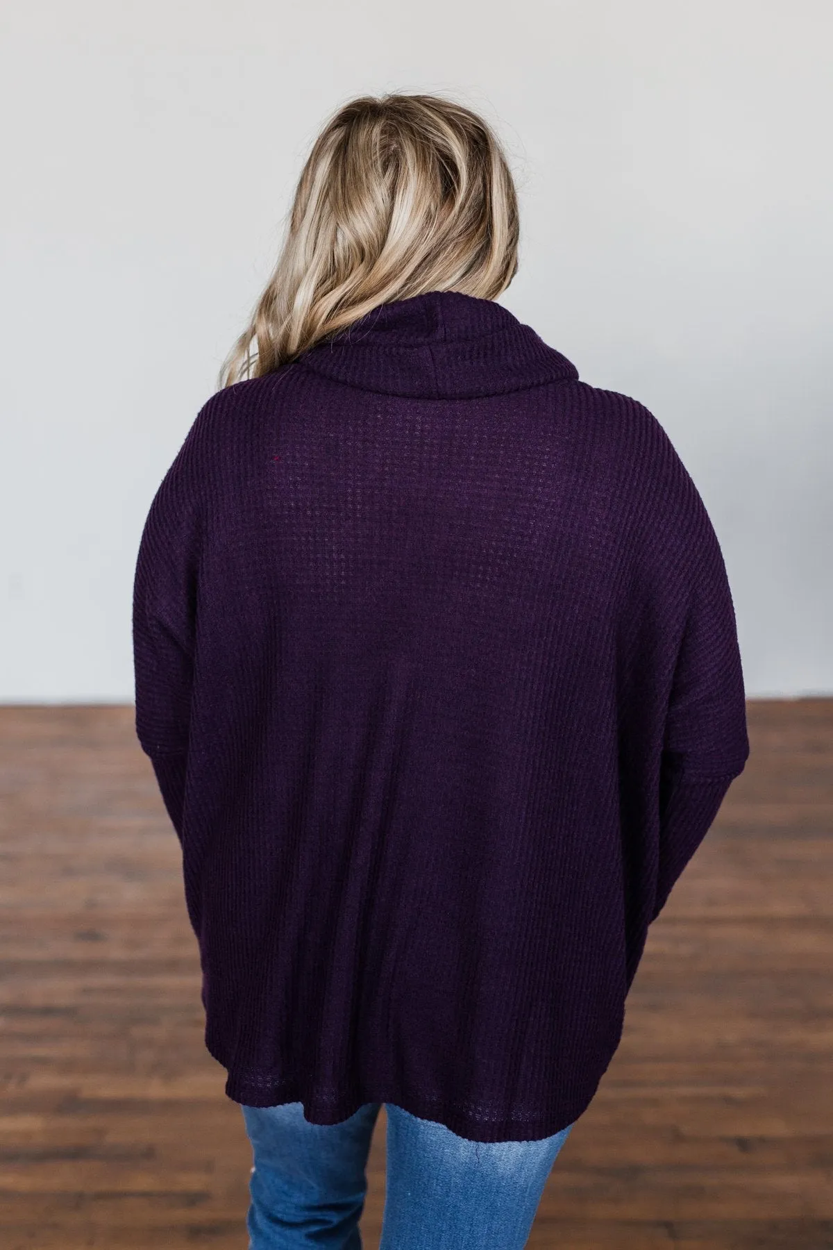 Never Let You Go Cowl Neck Sweater- Dark Eggplant