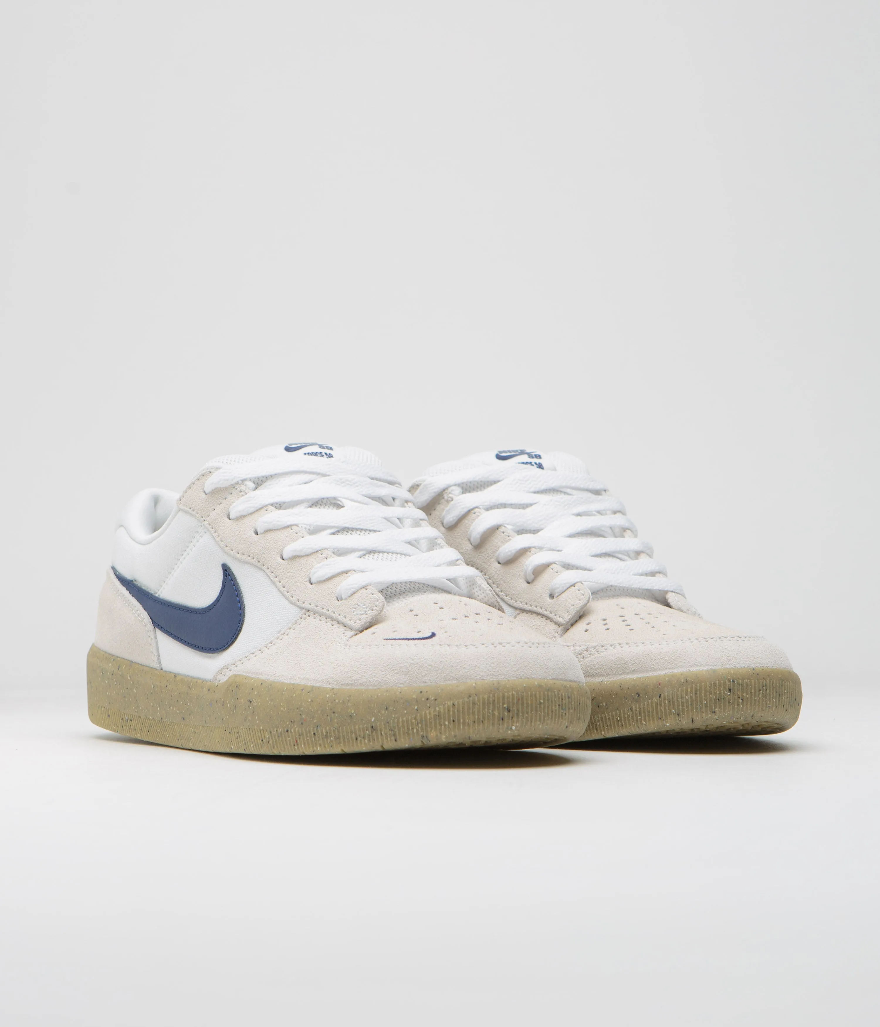 Nike SB Force 58 Shoes - White / Navy - White - Gum Light Brown