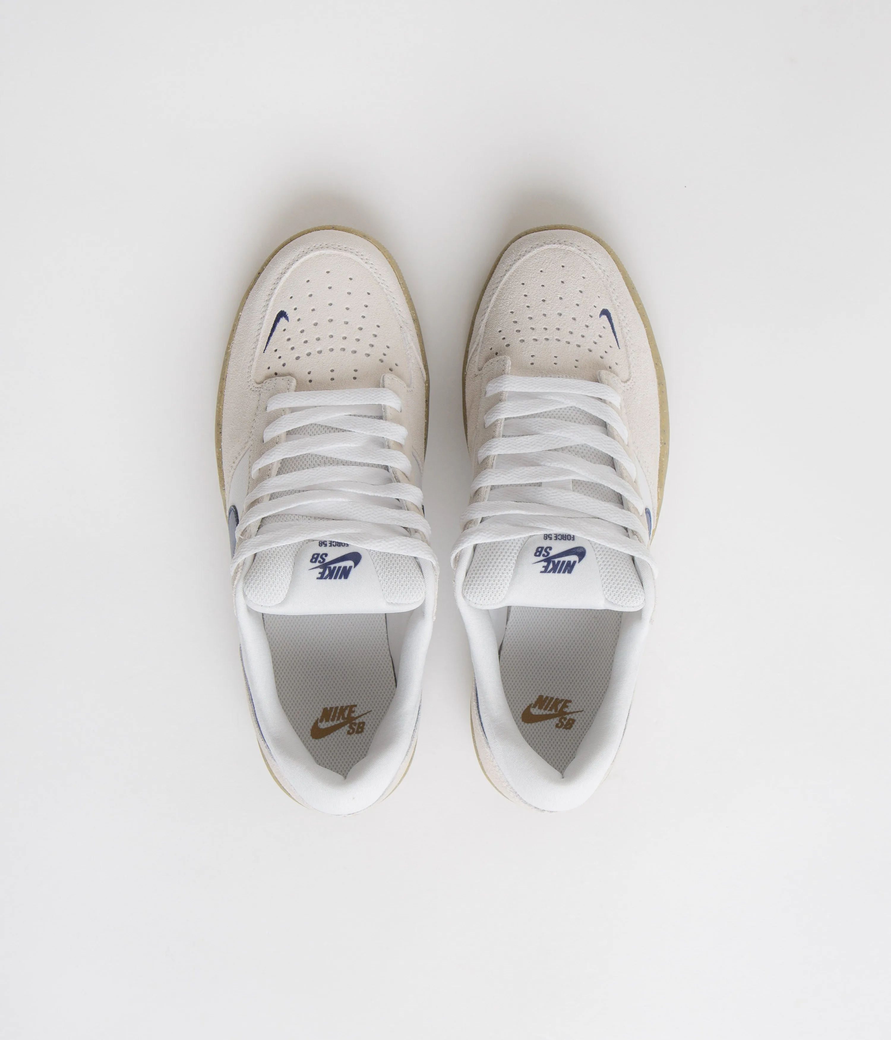 Nike SB Force 58 Shoes - White / Navy - White - Gum Light Brown