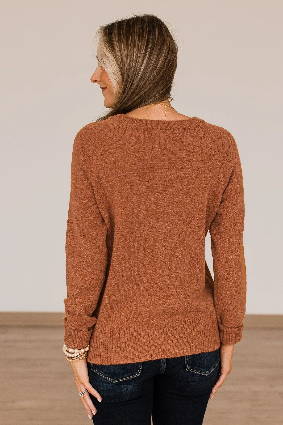 No Regrets Brushed Knit Sweater- Dark Camel