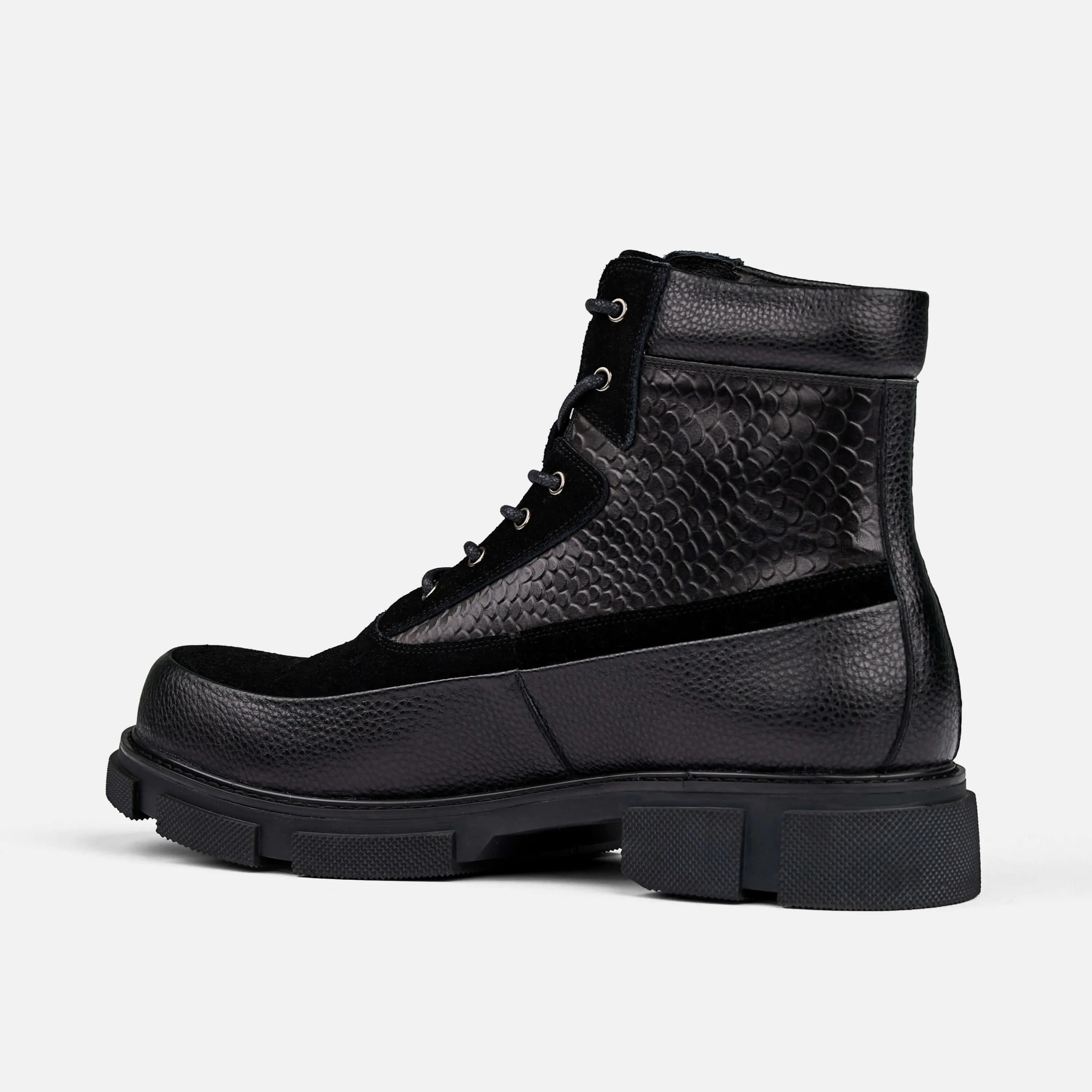 Otis Black Leather Combat Boots