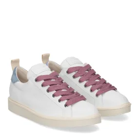 Panchic P01W Lace-up shoe microfibre suede white blue brownrose - Al Siletto | Al Siletto