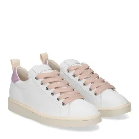 Panchic P01W Lace-up shoe microfibre suede white liliac powder pink - Al Siletto | Al Siletto