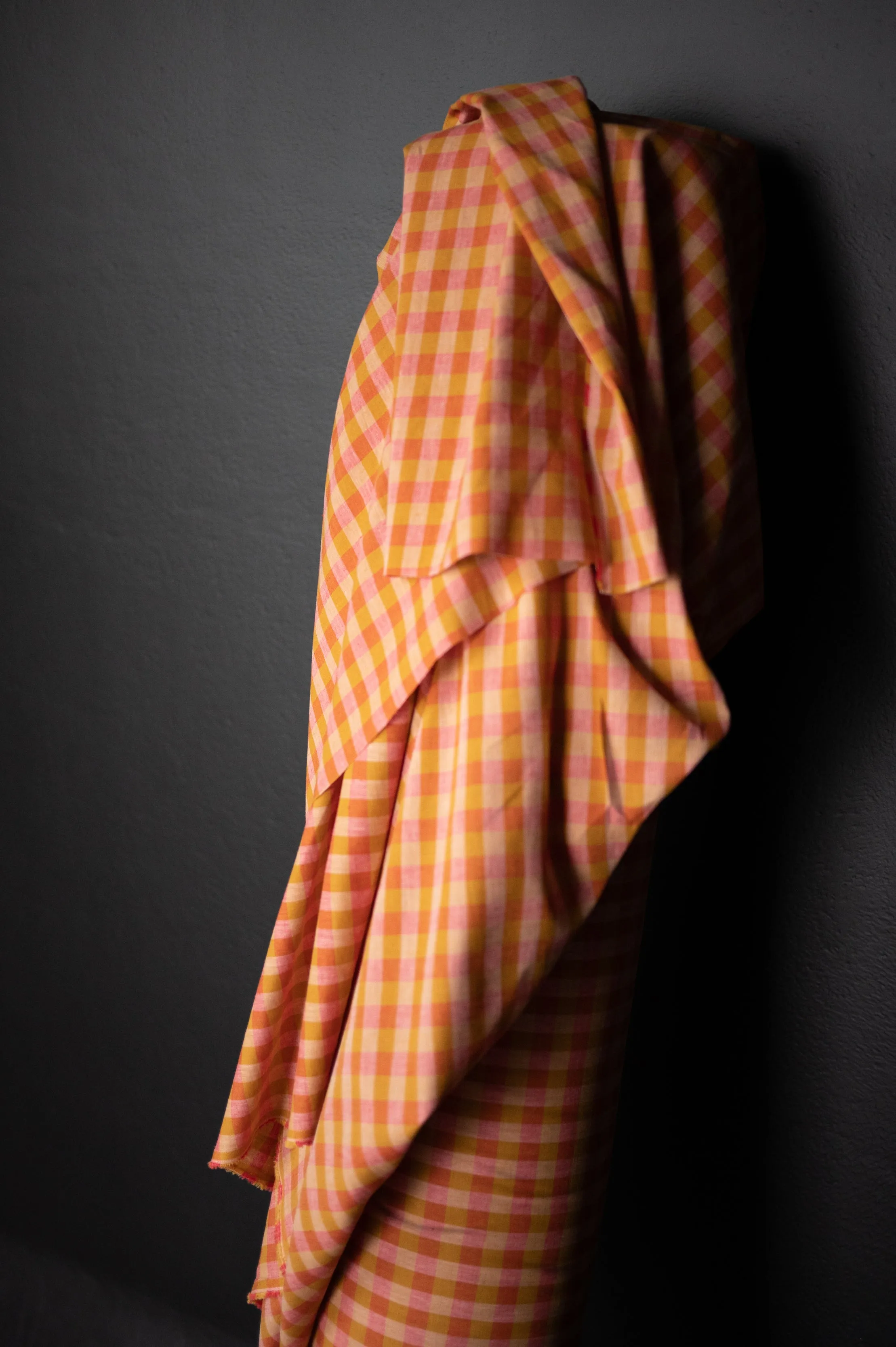 Pink and Yellow gingham Cotton/linen